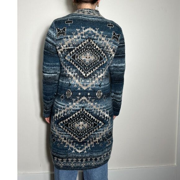 Gorgeous J.Jill Oversized Blue Tapestry Shrug Sweater Size Small - Picture 8 of 9